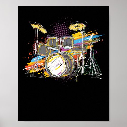 Splash Drum Musician For Drummer Watercolor Poster