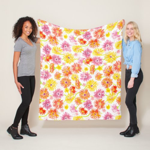 Splash Flowers Fleece Blanket