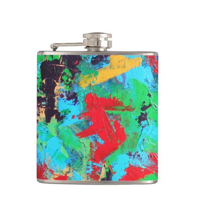 Splash-Hand Painted Abstract Brushstrokes Flask (Front)