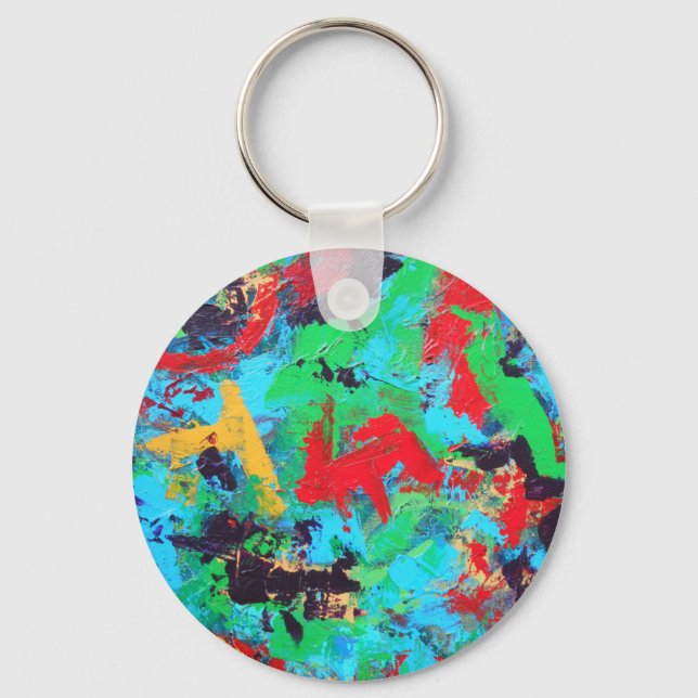 Splash-Hand Painted Abstract Brushstrokes Keychain (Front)