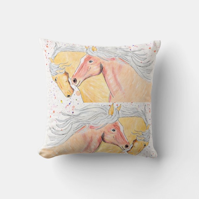 Splash Horse Throw Pillow (Front)