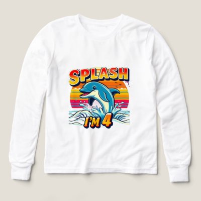Splash I’m 4 – Cute Dolphin 4th Birthday Design Tri-Blend Shirts