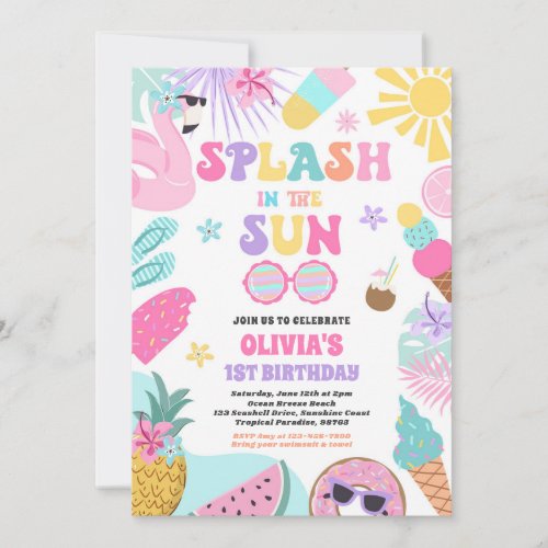 Splash In The Sun Tropical Beach Birthday Party Invitation