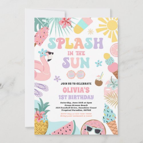 Splash In The Sun Tropical Beach Birthday Party Invitation