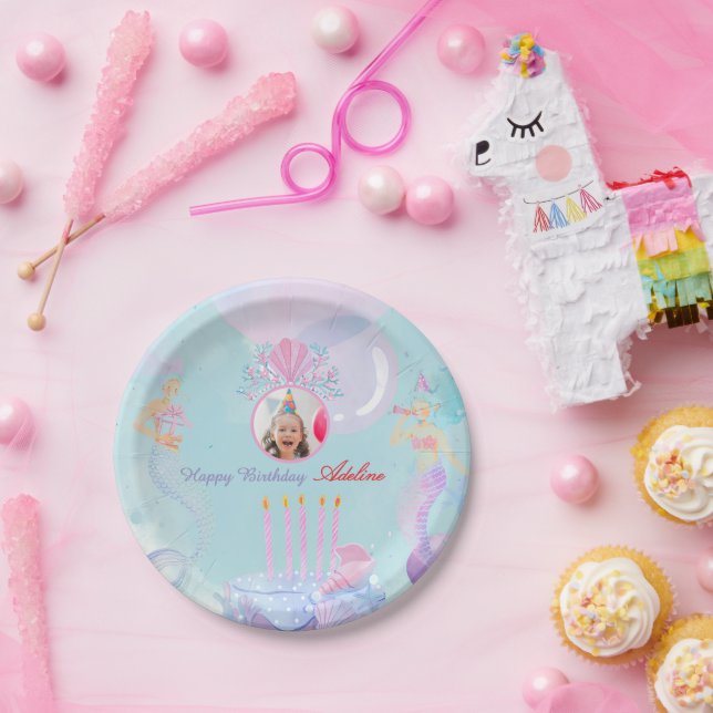 Splash Into a Mermaid Birthday Bash! Paper Plates (Party)