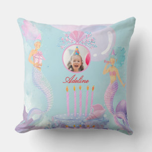 Splash Into a Mermaid Birthday Bash! Throw Pillow