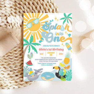 Splash Into One Summer Party 1st Birthday Invitation