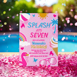 Splash into seven Pool Party Birthday Girl summer Invitation<br><div class="desc">This design measures 5 x 7 inches/  12.7 x 17.8 cm and is perfect for invitations. #zazzlemade</div>