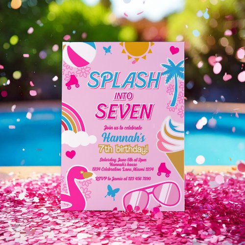 Splash into seven Pool Party Birthday Girl summer