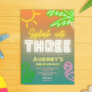 Splash into Three 3rd Birthday Invitation