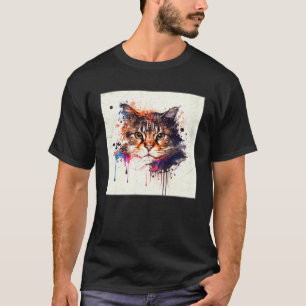 Splash Maine Kun Cat Paint Splatter Colorful Women T-Shirt