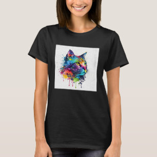 Splash Maine Kun Cat Paint Splatter Colorful Women T-Shirt