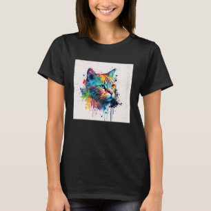 Splash Maine Kun Cat Paint Splatter Colorful Women T-Shirt
