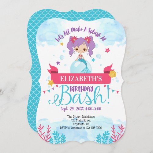 Splash Mermaid Birthday Bash Invitation