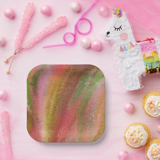 Splash of Color/Abstract/pinks, yellows, greens Paper Plates (Party)