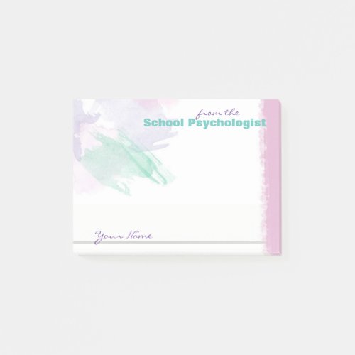 Splash of Color Custom Name School Psychologist Post_it Notes