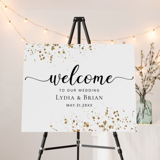 Splash of Gold Wedding Welcome Sign (In Situ (Stand))