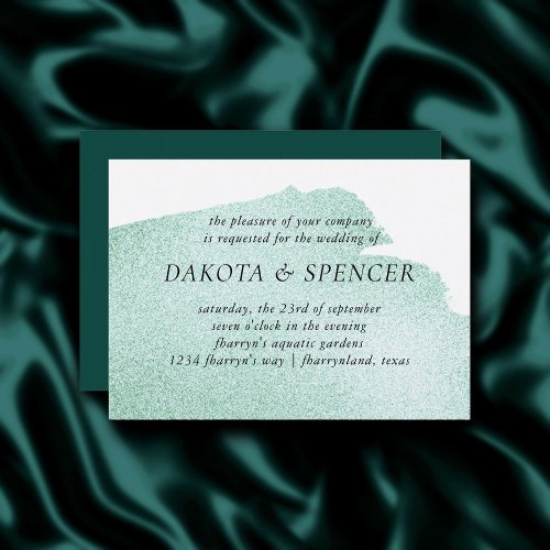 Splash of Green  Emerald Jade Watercolor Wedding Invitation