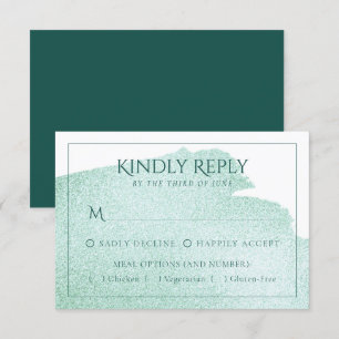 Splash of Green Jade Brushstroke Entree Option RSVP Card