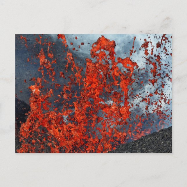 Splash of hot lava from crater of erupting volcano postcard (Front)
