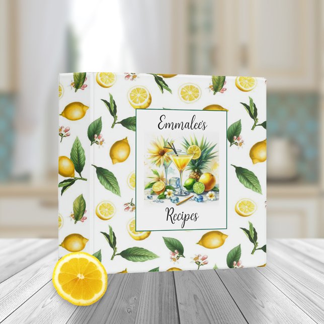 Splash of Luscious Lemons Custom Recipes 3 Ring Binder (Creator Uploaded)