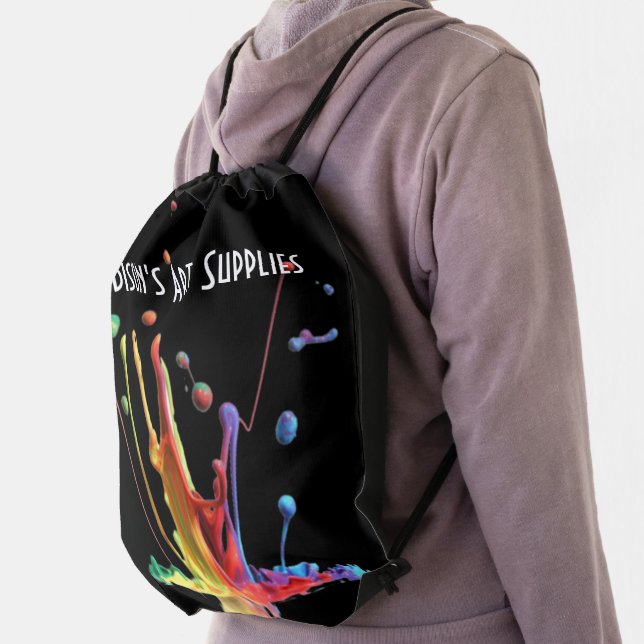 Splash of Paint!  Personalized Art Supplies Drawstring Bag (Insitu)