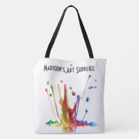 Splash of Paint! Personalized Art Supplies Tote Bag, Zazzle