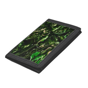Splash of Poison Dark Green & Beige Waves Tri-fold Wallet