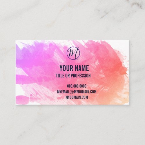 Splash of Purple and Pink Your Name  Title ZEA Business Card