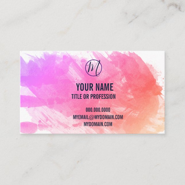 Splash of Purple and Pink Your Name & Title, ZEA Business Card (Front)
