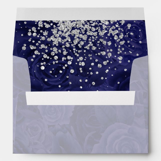 Splash of Silver and Royal Blue Wedding Envelope (Back (Bottom))