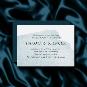 Splash of Teal Dark Moody Watercolor Wedding Invitation