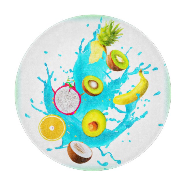Splash of Tropical Fruits Art. Buy Now Cutting Board (Front)
