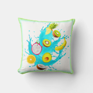 Splash of Tropical Fruits Art. Buy Now Throw Pillow