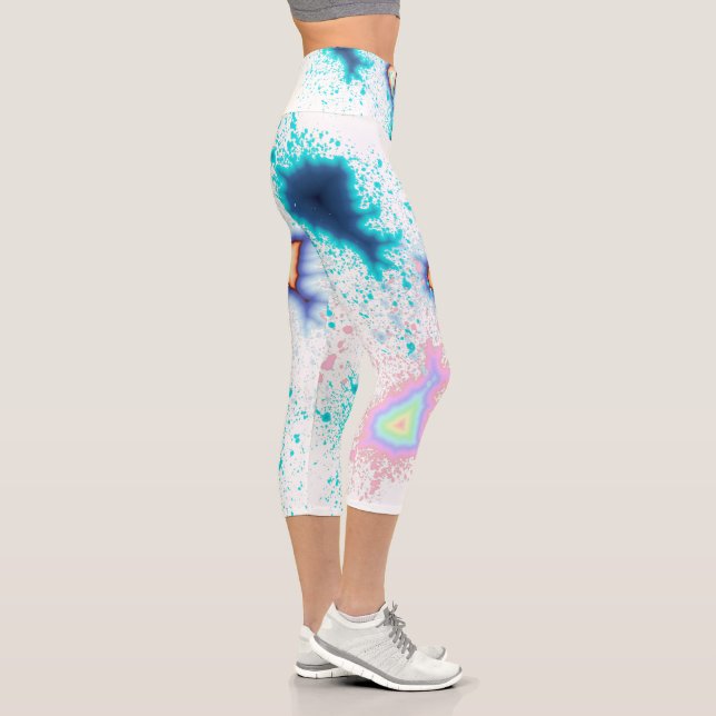 Splash of Vibrant Eclectic Colors Capri Leggings (Right)