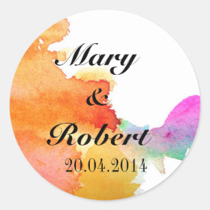 Splash of Watercolor Classic Round Sticker