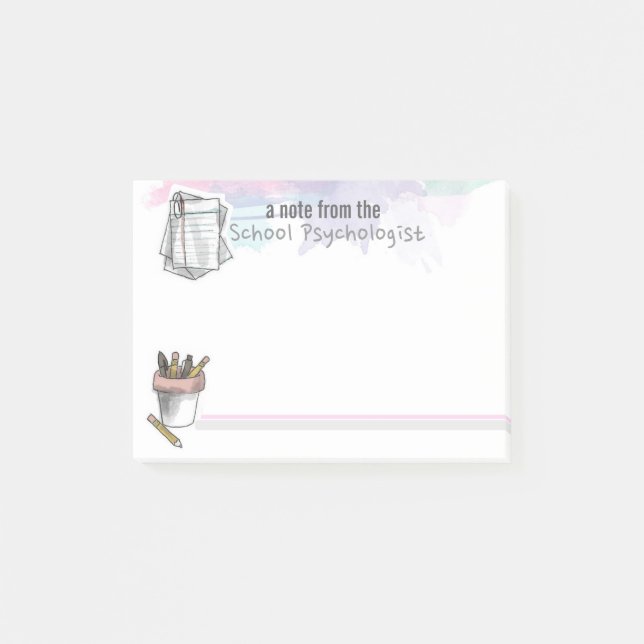 Splash of Watercolor School Psychologist Post-it Notes (Front)