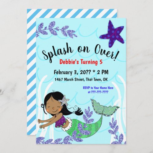 Splash on over Mermaid Birthday Invitation