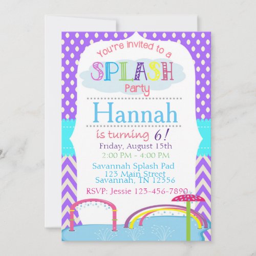 Splash Pad Birthday Party Invitation