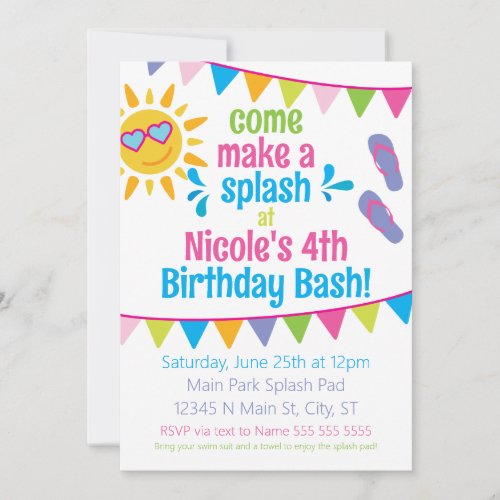 Splash Pad Birthday Party Invite