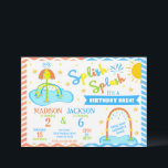 Splash Pad Joint Birthday Invitation | Water Park<br><div class="desc">plash Pad Birthday Invitation – Splish Splash It’s a Birthday Bash! Make a splash at your child’s celebration with this bright and playful Splash Pad Birthday Invitation, perfect for a summer birthday party, water park party, or backyard splash pad fun. This cheerful design features colorful water fountains, sprinklers, sunshine, and...</div>
