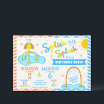 Splash Pad Joint Birthday Invitation | Water Park<br><div class="desc">plash Pad Birthday Invitation – Splish Splash It’s a Birthday Bash! Make a splash at your child’s celebration with this bright and playful Splash Pad Birthday Invitation, perfect for a summer birthday party, water park party, or backyard splash pad fun. This cheerful design features colorful water fountains, sprinklers, sunshine, and...</div>