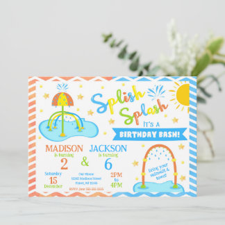 Splash Pad Joint Birthday Invitation | Water Park