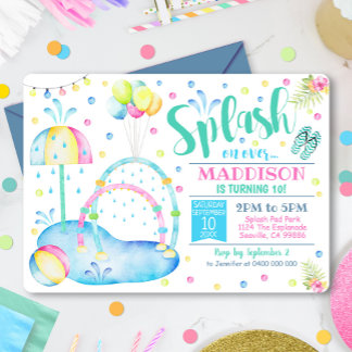 Splash Pad Party Invitation Water Park Birthday