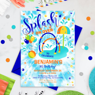 Splash Pad Party Invitation Waterpark Blue