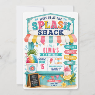 Splash Pad Snow Cone Kids Summer Pool Backyard  Invitation