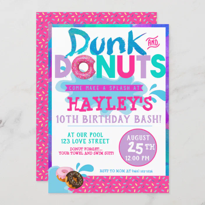 Sprinkles Donut Birthday Party Dunk and Donuts Swim and Donuts