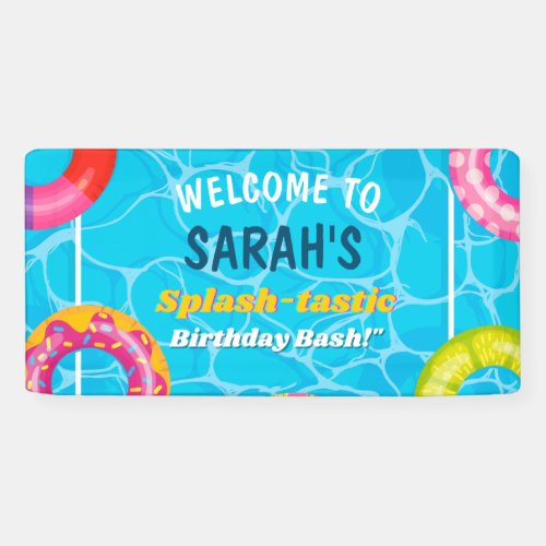 Splash Pool Party Summer Swimming Water Birthday  Banner