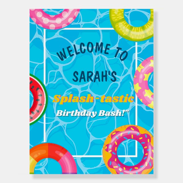 Splash Pool Party Summer Swimming Water Birthday  Foam Board (Front)