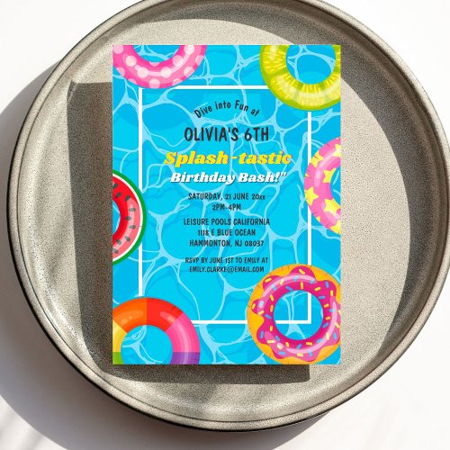 Splash Pool Party Summer Swimming Water Birthday Invitation